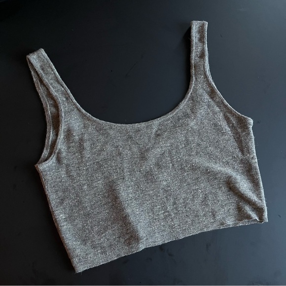 Ozma of California Gray Women's Alpaca Linen Maggie Cropped Top - Picture 3 of 5